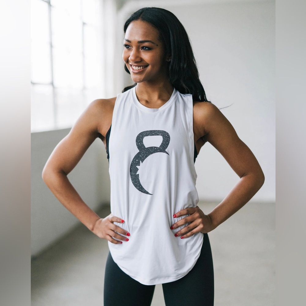 ZYIA White Kettle Moon Muscle Tank